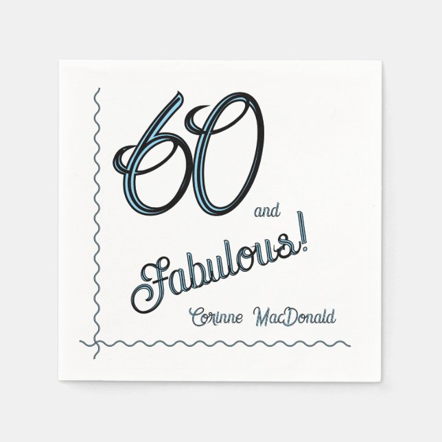 Servilleta De Papel Arctic Blue Sixty and Fabulous 60th Birthday Party (Anverso)