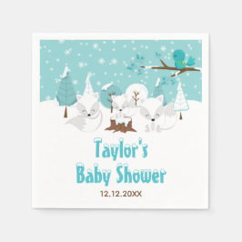 Servilleta De Papel Arctic Fox Winter Wonderland Baby Shower