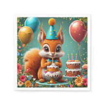Ardilla adorable celebrando cumpleaños