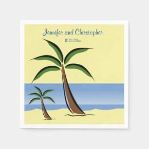 Servilleta De Papel Arena Boda Tropical Beach Palm Tree Summer Ocean