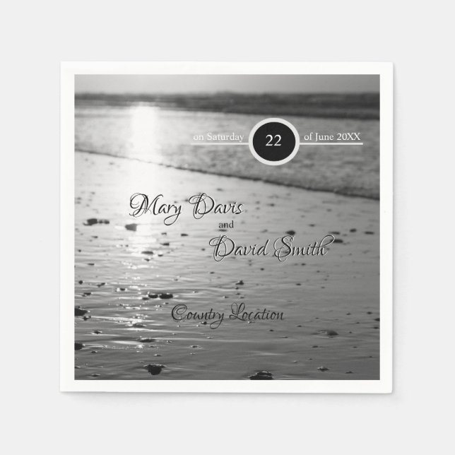 Servilleta De Papel Arena Vidriosa Gris Boda (Anverso)