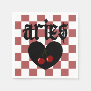 Servilleta De Papel Aries Gothic Aesthetic Checkered Cherry Art