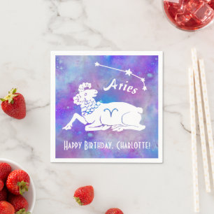 Servilleta De Papel Aries Ram Constellation Stars Nombre personalizado