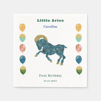 Servilleta De Papel Aries Zodiac 1st Birthday Balloons & Artistic