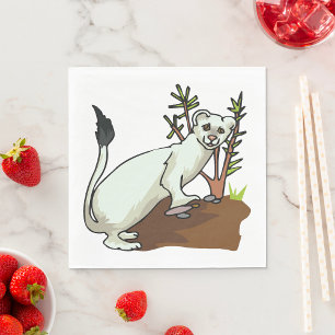 Servilleta De Papel Armiño Comadreja Blanca Invierno Fauna