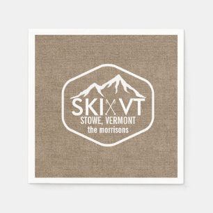 Servilleta De Papel Arpillera rústica de la montaña de la nieve de