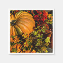 Servilleta De Papel Arreglo de calabaza y crisantemo