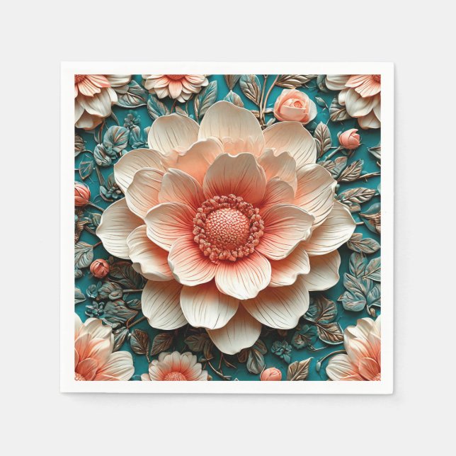 Servilleta De Papel Arreglo floral artístico 3D (Anverso)