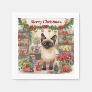 Servilleta De Papel Arreglo floral de gatos Navidades por florista