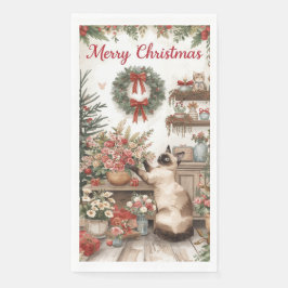 Servilleta De Papel Arreglo floral de gatos Navidades por florista