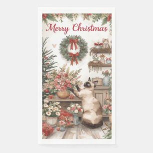 Servilleta De Papel Arreglo floral de gatos Navidades por florista