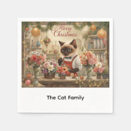 Servilleta De Papel Arreglo floral de gatos Navidades por florista
