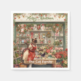 Servilleta De Papel Arreglo floral de gatos Navidades por florista