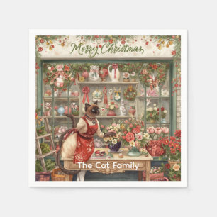 Servilleta De Papel Arreglo floral de gatos Navidades por florista