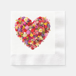 Servilleta De Papel Arreglo floral en forma de corazón para el amor de