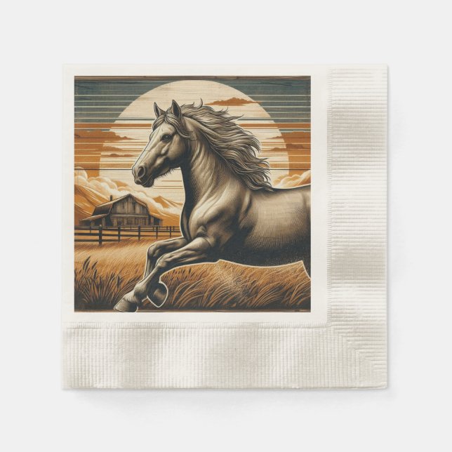Servilleta De Papel Arroz/caballo vintage/occidente (Anverso)
