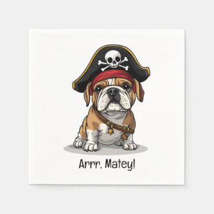 Servilleta De Papel Arrr Matey Pirate Bulldog Inglés Skull Crossbone