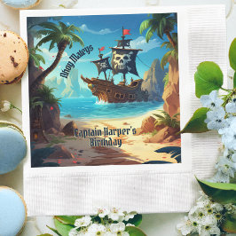 Servilleta De Papel Arrr-some Pirate Island Ship Birthday Paper Napkin