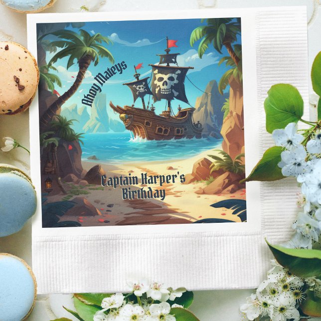 Servilleta De Papel Arrr-some Pirate Island Ship Birthday Paper Napkin (Subido por el creador)