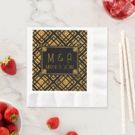 Servilleta De Papel Art Deco Black and Gold Boda