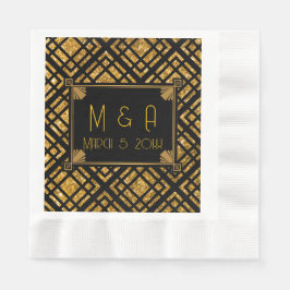 Servilleta De Papel Art Deco Black and Gold Boda