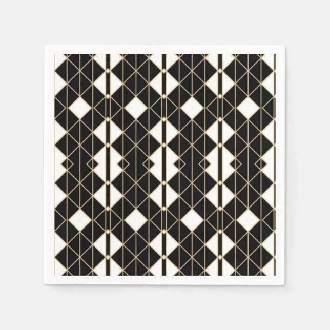 Servilleta De Papel Art Deco Black and Gold Geometric luxury (Anverso)