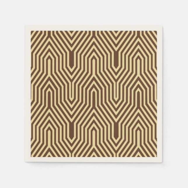 Servilleta De Papel Art Deco Geométrico - marrón oscuro y tostado (Anverso)