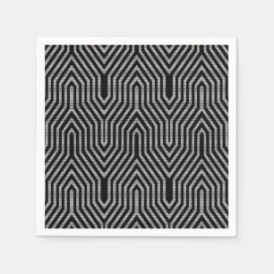 Servilleta De Papel Art Deco Geométrico - negro y blanco