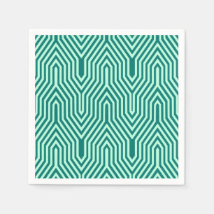 Servilleta De Papel Art Deco Geométrico - turquesa y aqua