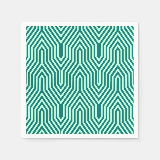 Servilleta De Papel Art Deco Geométrico - turquesa y aqua (Anverso)