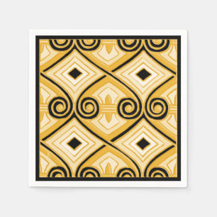 Servilleta De Papel Art Deco hace Persia (amarillo y negro)