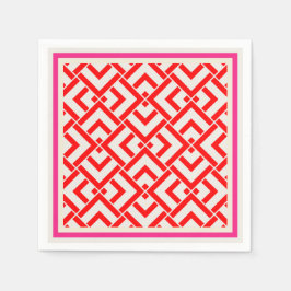 Servilleta De Papel Art deco, impresión roja en colores vivos