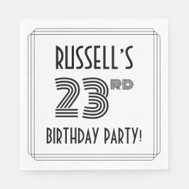 Servilleta De Papel Art Deco inspirado 23 cumpleaños, nombre personali