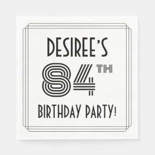 Servilleta De Papel Art Deco Inspirado 84º cumpleaños, nombre personal