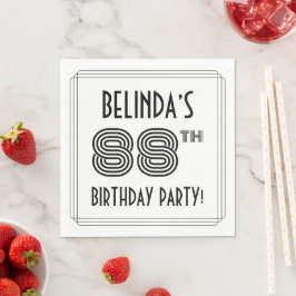 Servilleta De Papel Art Deco Inspirado 88º cumpleaños, nombre personal