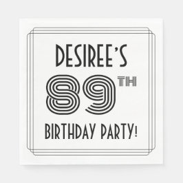 Servilleta De Papel Art Deco Inspirado 89º cumpleaños, nombre personal