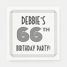 Servilleta De Papel Art Deco Inspired 66th Birthday Party, Custom Name