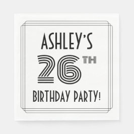 Servilleta De Papel Art Deco inspiró 26º cumpleaños, nombre personaliz