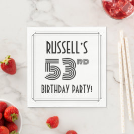 Servilleta De Papel Art Decó Inspiró 53ª Fiesta de Cumpleaños, Nombre 