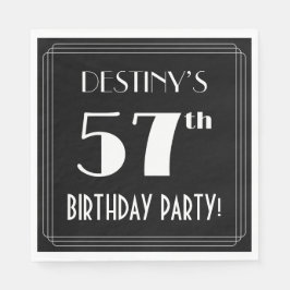 Servilleta De Papel Art Deco Look 57th Birthday Party con nombre perso