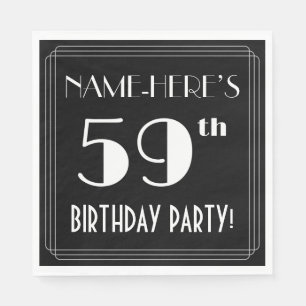 Servilleta De Papel Art Deco Look 59th Birthday Party con Nombre Perso