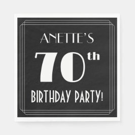 Servilleta De Papel Art Deco Look 70th Birthday Party con nombre perso