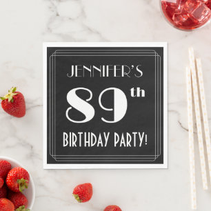 Servilleta De Papel Art Deco Look 89th Birthday Party con nombre perso