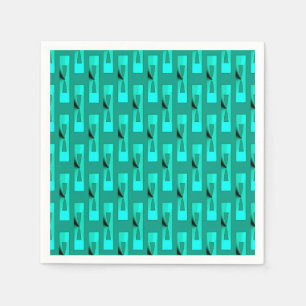 Servilleta De Papel Art Deco Metálico Geométrico - Pavo Real y Verde A