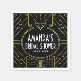 Servilleta De Papel Art Deco Vintage Black Gold Bridal Ducha Napkins