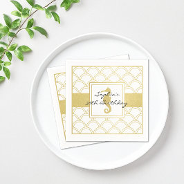 Servilleta De Papel Art Deco Wave Gold Purpurina Seahorse Beach Fiesta