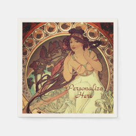 Servilleta De Papel Art Nouveau Alphonse Mucha elegante mujer cosecha
