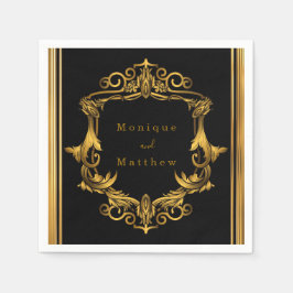 Servilleta De Papel Art Nouveau Black and Gold Royal Boda