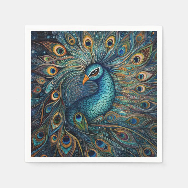 Servilleta De Papel Art Nouveau de Peacock (Anverso)