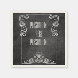 Servilleta De Papel Art Nouveau luce ante elegante loto gris plateado